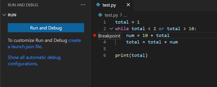 Using breakpoints in an IDE