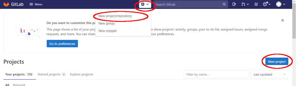 Create new project on GitLab